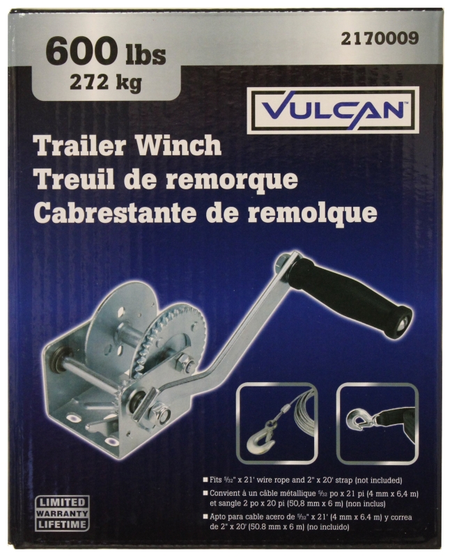 Vulcan HBB13 Hand Winch, 600 lb, Steel
