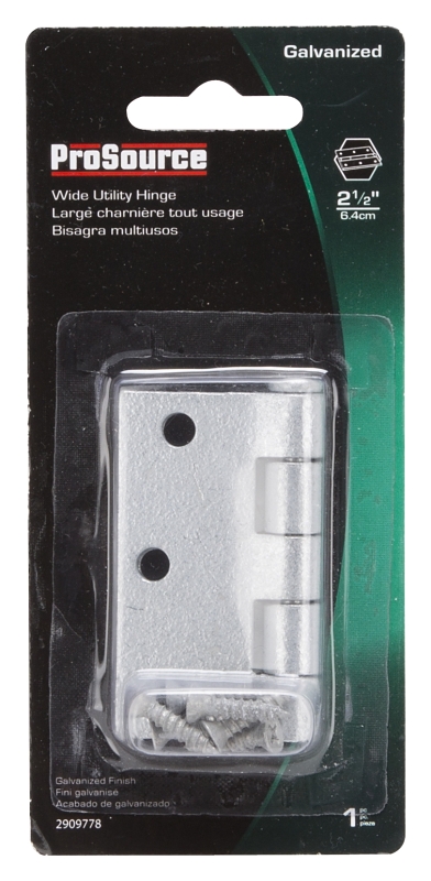 ProSource LR-043-PS Utility Hinge, Steel, Zinc, Removable Pin, 180 deg Range of Motion, Full Mortise Mounting