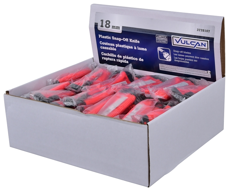 Vulcan JL-54306-D Utility Knife, 4-1/2 in L Blade, Steel Blade, Plastic Handle, High-Impact Plastic Handle, 6-7/8 in OAL