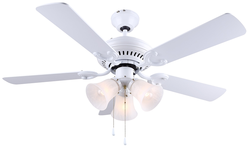 Canarm Seymour Series CF42SEY5WH Ceiling Fan, 5-Blade, White Housing, Pine/White Blade, 42 in Sweep