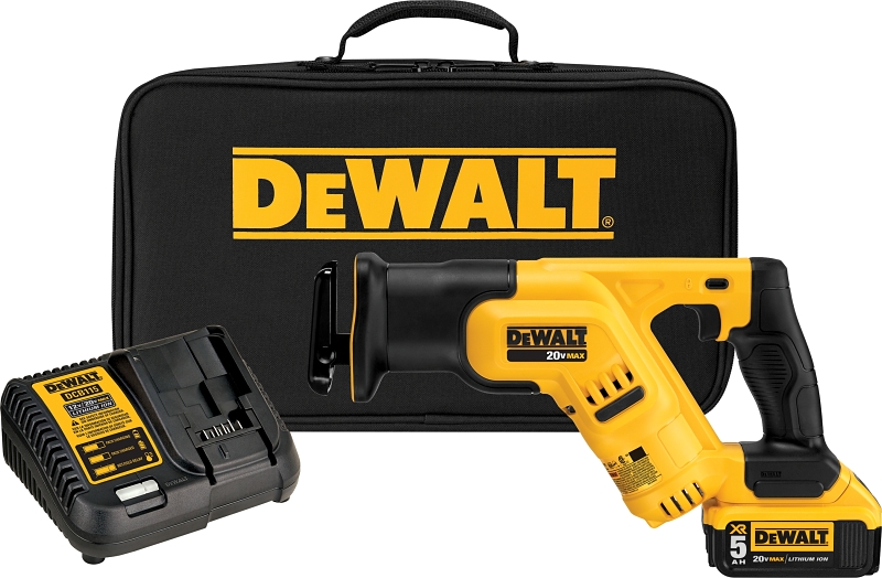 DeWALT DCS387P1 Reciprocating Saw Kit, Battery Included, 20 V, 5 Ah, 1-1/8 in L Stroke, 0 to 2900 spm