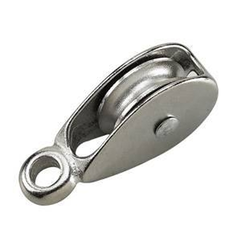 Onward 2317CBC Pulley, Single Fixed, 3/8 in Dia Eye, 40 lb Working Load, Fixed Attachment, Chrome