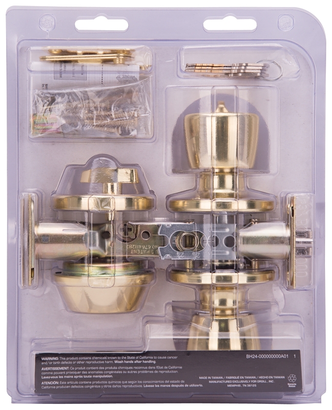 ProSource BS7B1-PS Deadbolt and Entry Lockset, Turnbutton Lock, Knob Handle, Tulip Design, Polished Brass, 3 Grade