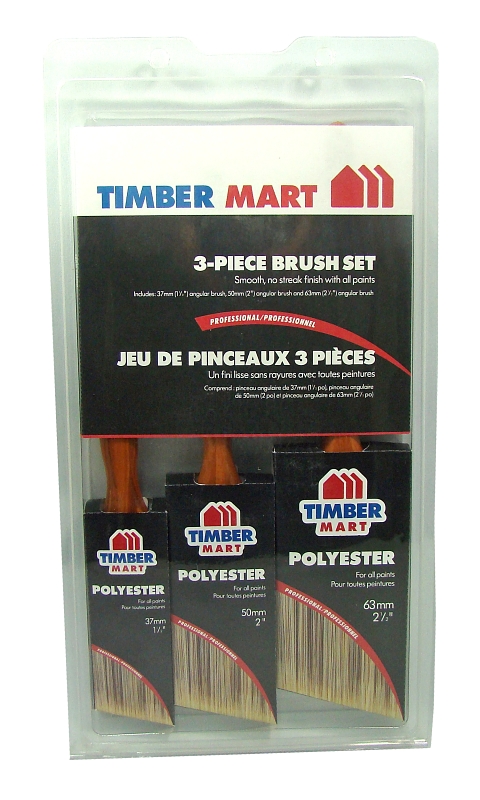 Timbermart 1331-3TBM Paint Brush, 1-1/2 in W, Angled Brush, Polyester Bristle