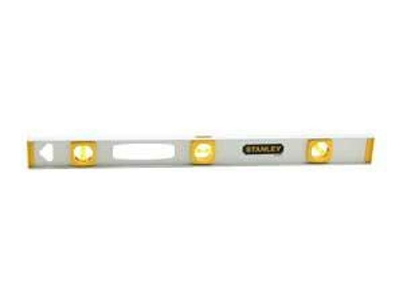 STANLEY 42-076 I-Beam Level, 48 in L, 3-Vial, 1-Hang Hole, Non-Magnetic, Aluminum, Silver