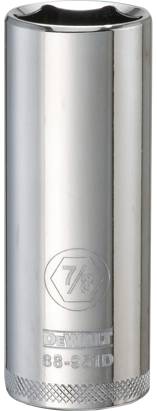 DeWALT DWMT88951OSP Drive Socket, 7/8 in Socket, 1/2 in Drive, 6-Point, Vanadium Steel, Polished Chrome