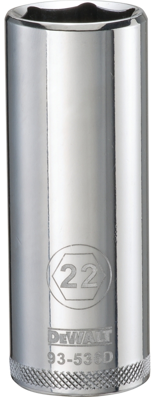 DeWALT DWMT93536OSP Drive Socket, 22 mm Socket, 1/2 in Drive, 6-Point, Vanadium Steel, Polished Chrome
