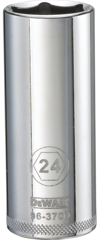DeWALT DWMT96370OSP Drive Socket, 24 mm Socket, 1/2 in Drive, 6-Point, Vanadium Steel, Polished Chrome