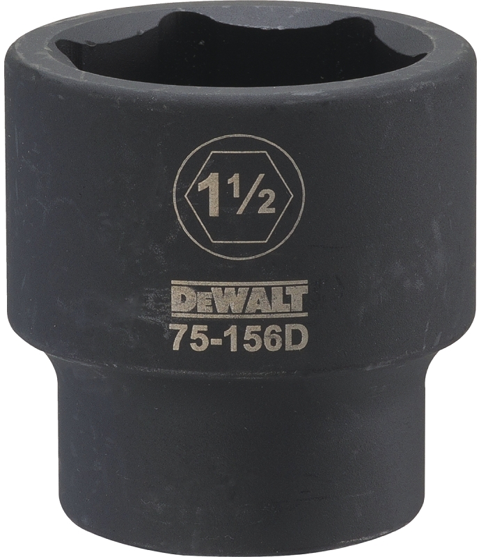 DeWALT DWMT75156OSP Impact Socket, 1-1/2 in Socket, 3/4 in Drive, 6-Point, CR-440 Steel, Black Oxide
