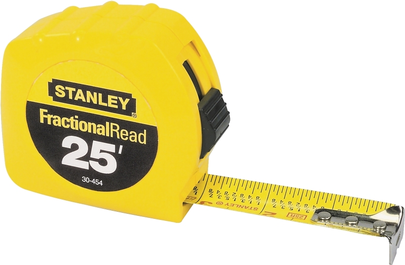 STANLEY 30-454 Measuring Tape, 25 ft L Blade, 1 in W Blade, Steel Blade, ABS Case, Yellow Case