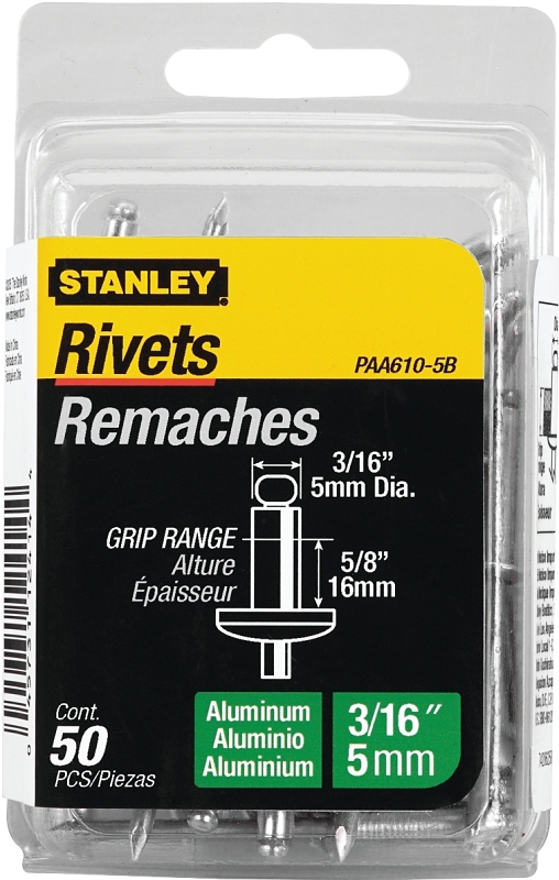 STANLEY PAA610-5B Pop Rivet, Reusable, Aluminum