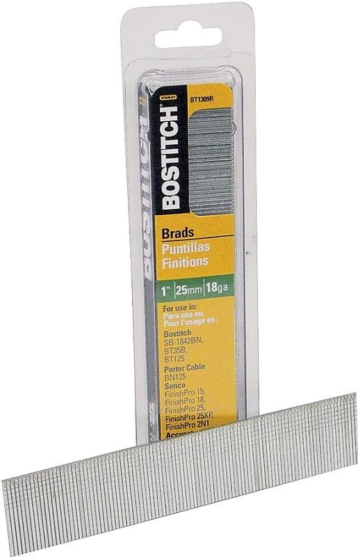 Bostitch BT1309B Nail, 1 in L, 18 Gauge, Steel, Coated, Brad Head, Smooth Shank