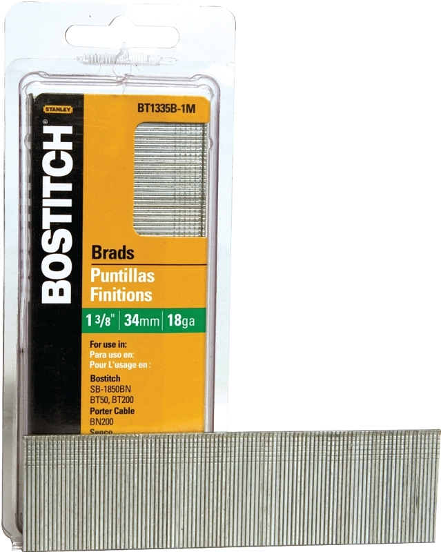 Bostitch BT1335B-1M Nail, 1-1/2 in L, 18 Gauge, Steel, Coated, Brad Head, Smooth Shank
