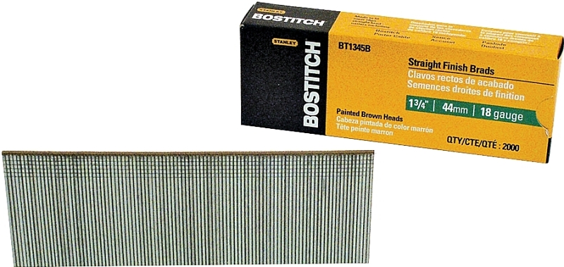 Bostitch BT1345B Nail, 1-3/4 in L, 18 Gauge, Steel, Coated, Brad Head, Smooth Shank