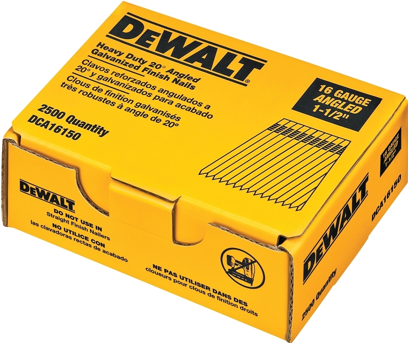 DeWALT DCA16150 Finish Nail, 1-1/2 in L, 16 Gauge, Steel, Galvanized, Brad Head, Smooth Shank