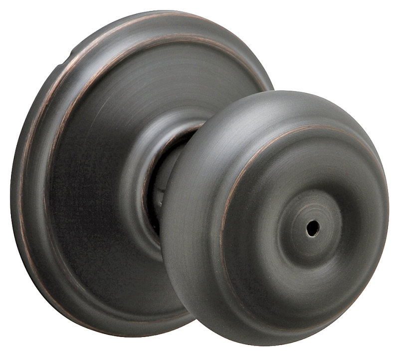 Schlage Georgian Series F40VGEO716 Privacy Lockset, 2.31 in L x 2.75 in W x 2.75 in H Dimensions, Yes, Aged Bronze