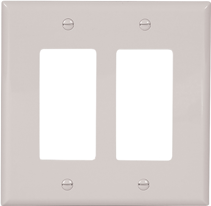 Cooper Industries PJ262W Mid-Size Decorator/GFCI Wall Plate, 2 Gang, 4.87 in L x 4.94 in W x 0.08 in Thick, White