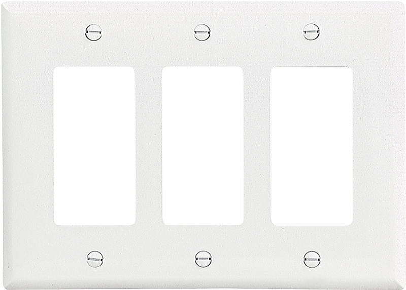 Eaton Wiring Devices PJ263W Wallplate, 4.87 in L, 6-3/4 in W, 3 -Gang, Polycarbonate, White, High-Gloss