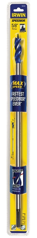 Irwin Speedbor 1866059 Drill Bit, 5/8 in Dia, 16 in OAL, Long Length, Tapered Flute, 3-Flute, 3/8 in Dia Shank