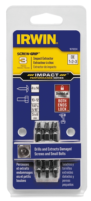 IRWIN SCREW-GRIP 1876224 Screw Extractor Set, 3-Piece, HSS