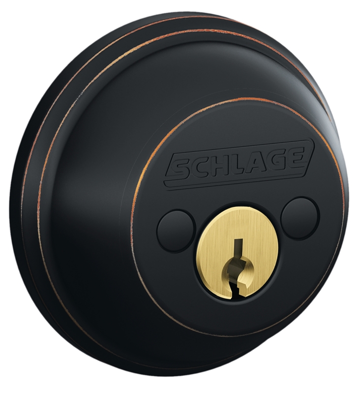 Schlage B62N716 Deadbolt, 1 Grade, SC1 Key, Metal, Aged Bronze, 2-3/8, 2-3/4 in Backset