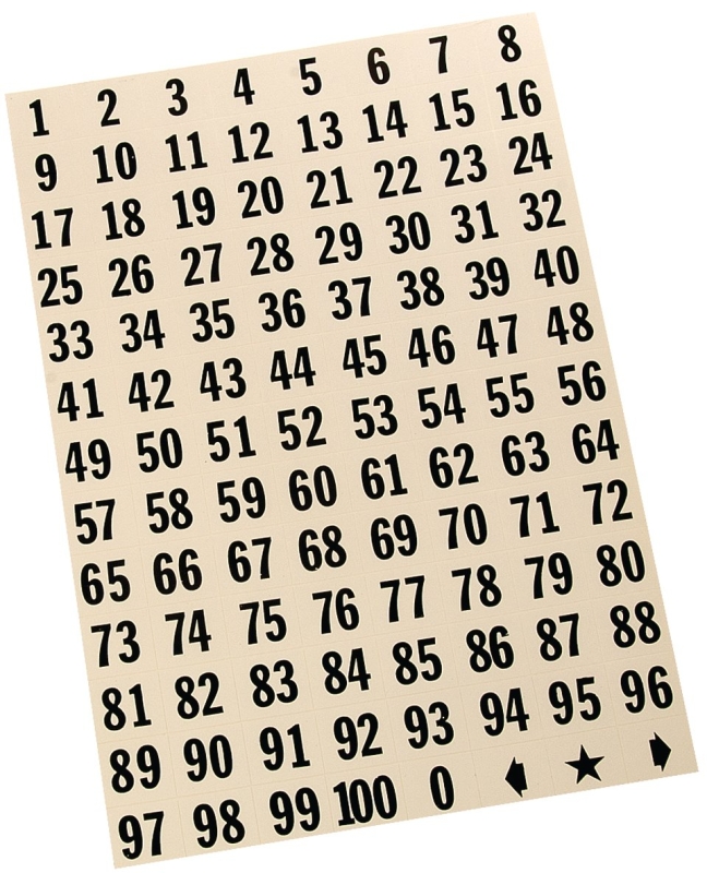 Hy-Ko MM-100 Packaged Number Set, 1/2 in H Character, Black Character, White Background, Vinyl
