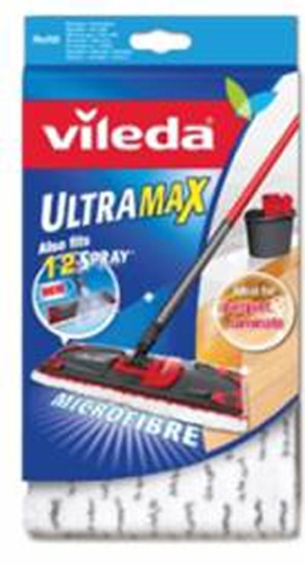 Vileda UltraMax 121228 Flat Mop, Gray/Red/White
