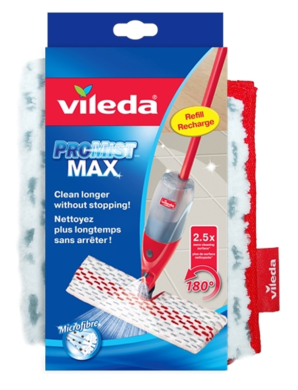 Vileda ProMist MAX 152995 Mop Refill, Microfiber Cloth, Blue/White