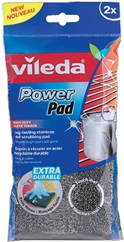 Vileda PowerPad 143141 Scouring Pad, Stainless Steel Abrasive