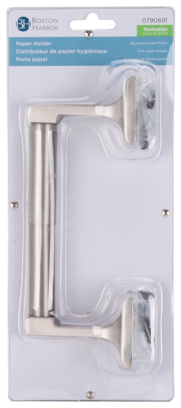 Boston Harbor 756-07 Paper Holder, Aluminum/Zinc, Brushed Nickel, Wall