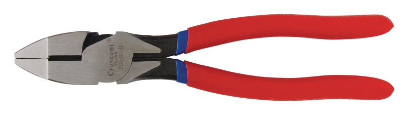 Crescent 20509CVSMLN Lineman's Plier, 9-1/4 in OAL, 11 AWG Cutting Capacity, Red Handle, Double-Dip Handle