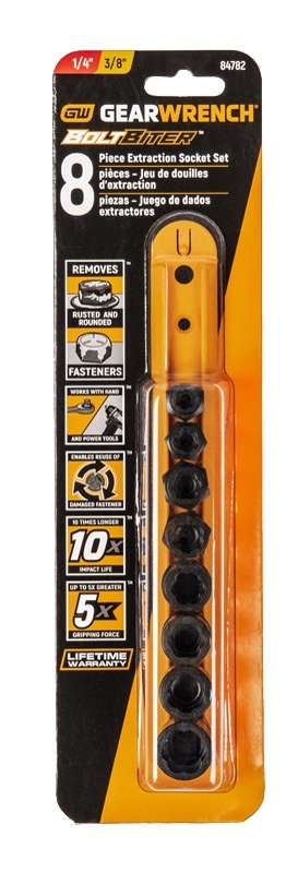 GearWrench Bolt Biter Series 84782 Impact Extraction Socket Set, Chrome Molybdenum Alloy
