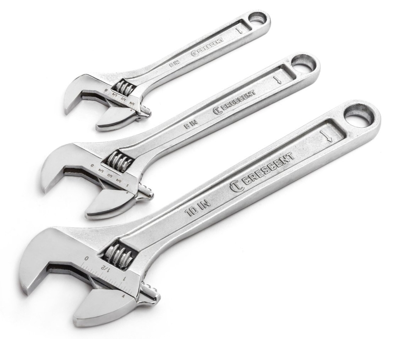 Crescent AC3PC Wrench Set, 3-Piece, Alloy Steel, Polished/Satin Chrome