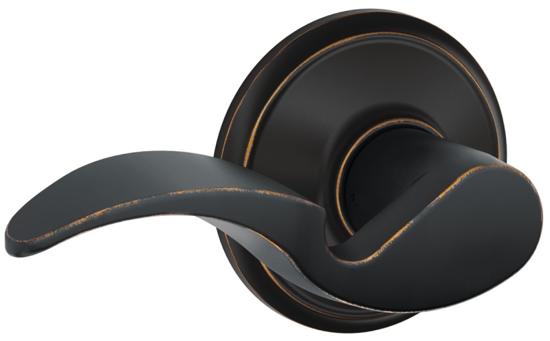 Schlage Avanti Series F10AVA716 Passage Lever, Mechanical Lock, Aged Bronze, Metal, Residential, 2 Grade
