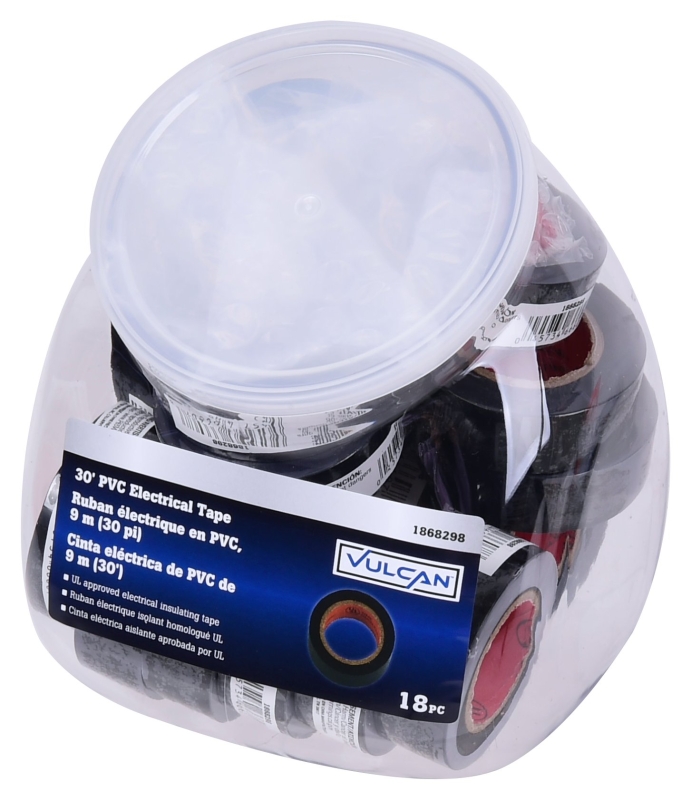 Vulcan W501D Electrical Tape, 30 ft L, 0.75 in W, PVC Backing, Black