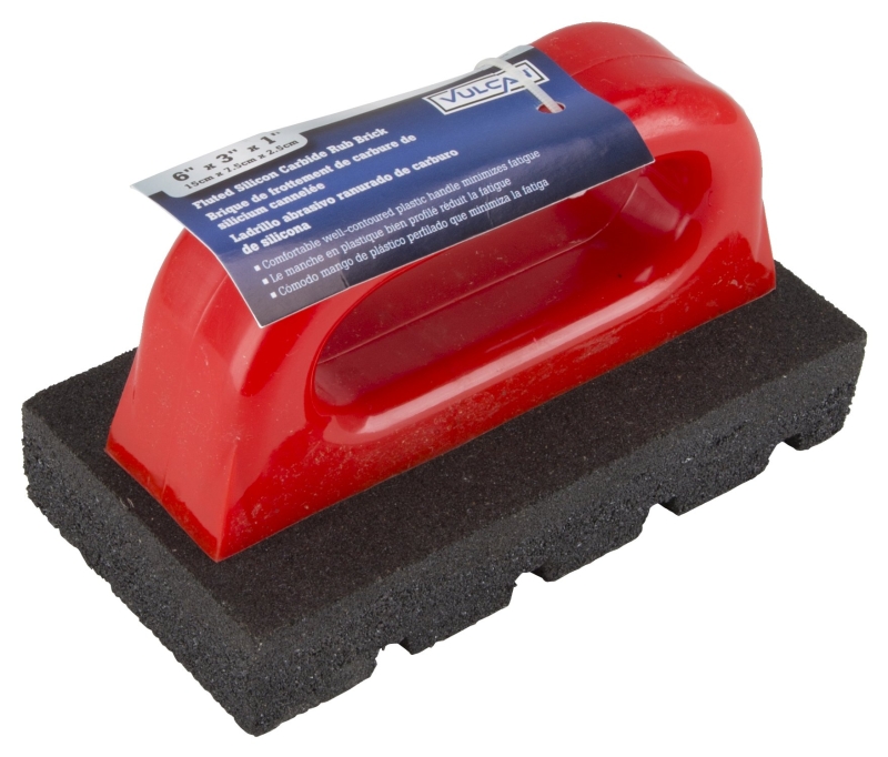 Vulcan 310813L Rubbing Brick, 1 in Thick Blade, Silicone Carbide Abrasive, Plastic Handle