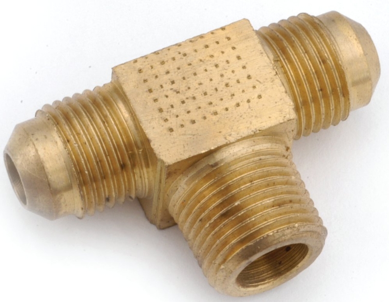 Anderson Metals 754045-0606 Tee, 3/8 in, Flare x Flare x MPT, Brass