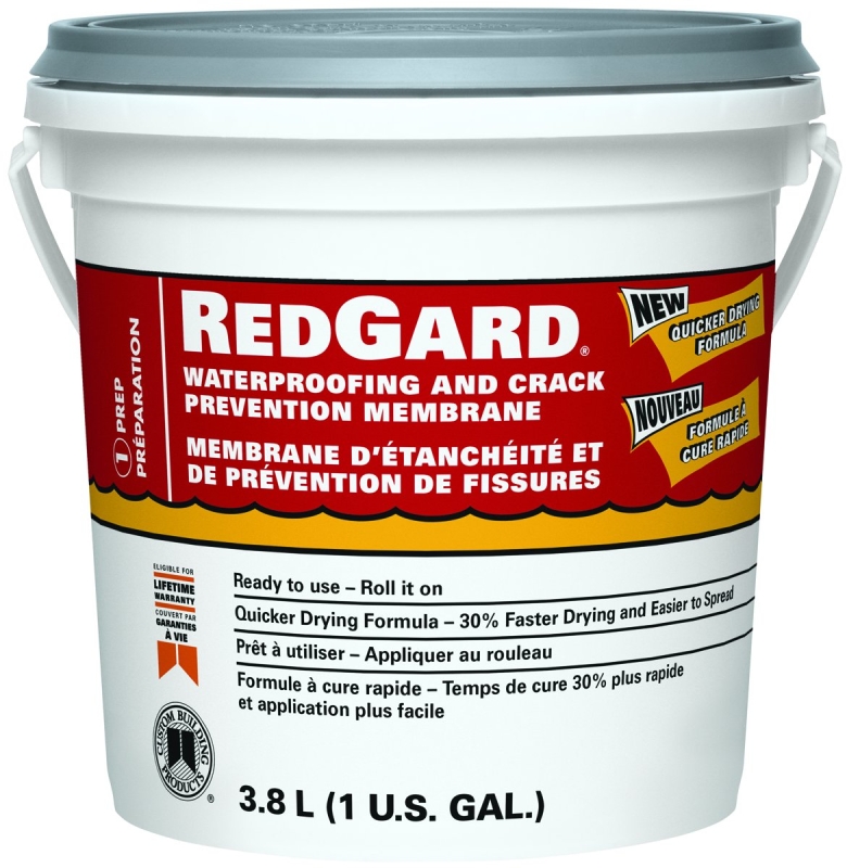 CUSTOM REDGARD CLQWAF1-2 Waterproofing and Crack Prevention, Liquid, Red, 1 gal, Pail