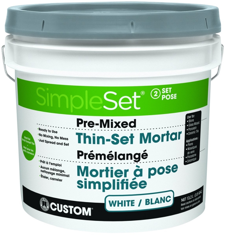Custom SimpleSet Series CSTTSW3 Thinset Mortar, White, Paste, 3.5 gal, Pail