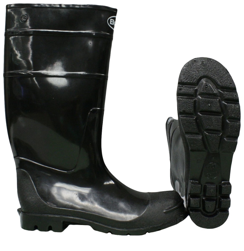 Boss 2KP2001 11 Knee Boots, Over-the-Sock, 11, Black, PVC, Plain Toe