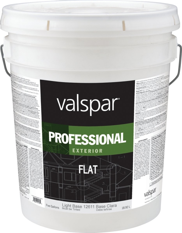 Valspar 12600 Series 126115GAL Latex Paint, Flat, Light Base, 5 gal Pail