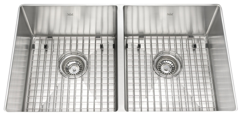 Kindred Designer Series KCUD33/9-10BG Kitchen Sink, 18 in OAW, 31 in OAH, Stainless Steel, Satin, 2-Bowl