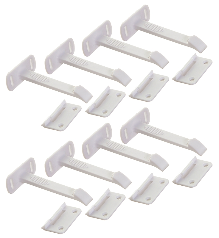 Dreambaby L1415 Safety Latch, 3 in L, 2 in W, Plastic, White, 8/PK