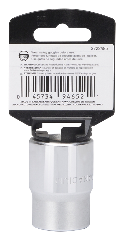 Vulcan MT-SS6028 Drive Socket, 7/8 in Socket, 3/4 in Drive, 12-Point, Chrome Vanadium Steel, Chrome