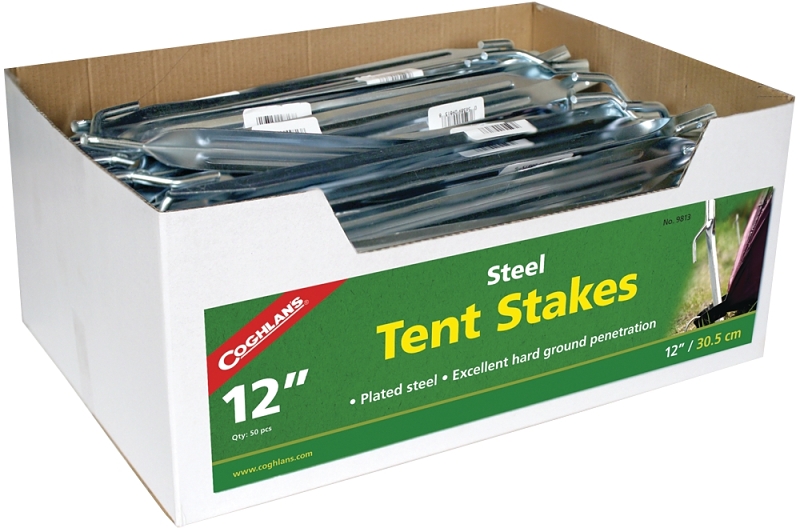 COGHLAN'S 9813 Tent Stake, 12 in L, 1/4 in W, Steel