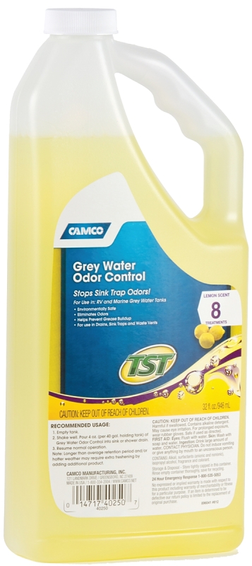 Camco USA 40250 Series Water Odor Control, Gray, 32 oz Bottle, Liquid, Lemon