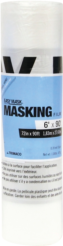 Trimaco 67290 Masking Film, 0.4 mil Thick, 90 ft L, 72 in W