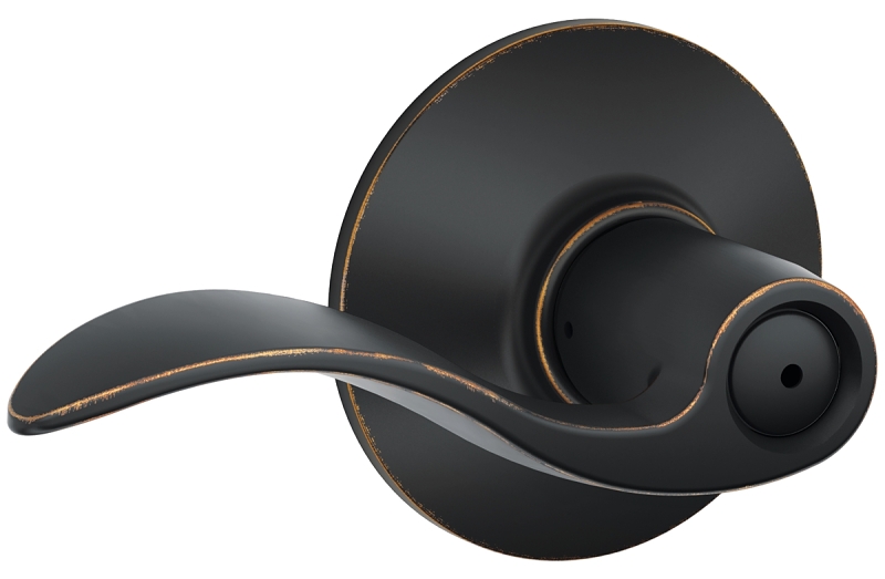 Schlage F Series F40ACC716 Privacy Lever, Mechanical Lock, Aged Bronze, Metal, 7/8 in Housing Dia, Residential, 2 Grade