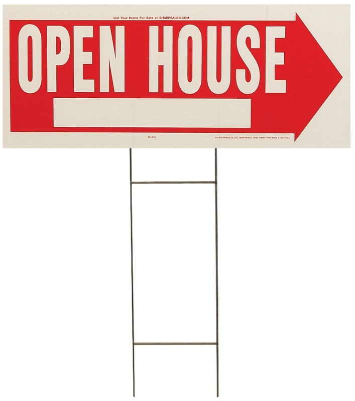 Hy-Ko RS-803 Lawn Sign, OPEN HOUSE, White Legend, 24 in L x 9-1/2 in W Dimensions