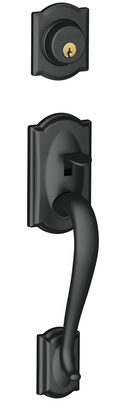 Schlage Camelot Series F58CAM622 Combination Lockset, Mechanical Lock, Grip Only Handle, Matte Black, 1 Grade, Metal
